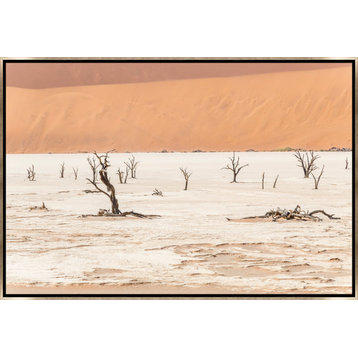 54x36 Namibian Skeleton Trees II, Framed Artwork, Silver