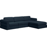 Meridian Furniture - Beckham Linen Textured Fabric 4-Piece Modular L-Shaped Sectional, Navy - Liven up your living space with this Beckham navy durable linen polyester fabric sectional. Its navy color complements any contemporary home decor, while its durable linen and polyester fabric upholstery provides you with a soft and comfortable place to sit. This sectional is modular, so you can create infinite configurations, which are easily attached using the attachment latch underneath. Its linen, wood, and foam construction guarantees stability for years to come.