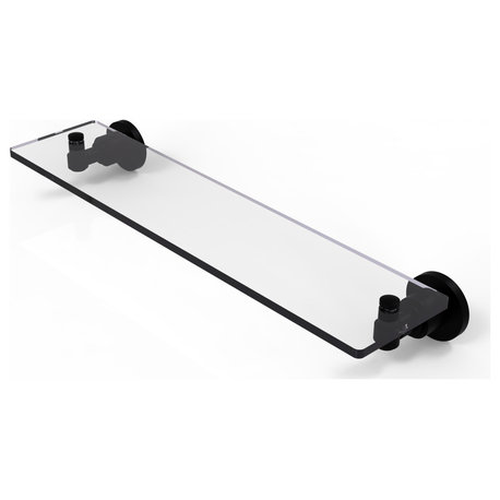 WashingtonSquare 22" Glass Vanity Shelf with Beveled Edges, Matte Black