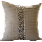 The HomeCentric - Precious Crystals, White Art Silk 18"x18" Decorative Pillow Covers - Precious Crystals is an exclusive 100% handmade decorative pillow cover designed and created with intrinsic detailing. A perfect item to decorate your living room, bedroom, office, couch, chair, sofa or bed. The real color may not be the exactly same as showing in the pictures due to the color difference of monitors. This listing is for Single Pillow Cover only and does not include Pillow or Inserts.