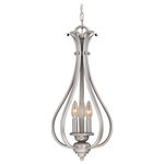 Vaxcel - Monrovia 3-Light Pendant Brushed Nickel - The soft traditional lines of the Monrovia collection allow you to combine styles within your home without compromising on design. The brushed nickel finish and white frosted seeded glass add a certain level of sophistication and elegance that is rare to achieve. Update your look with a hint of class. This fixture is part of a full collection with coordinating pieces to decorate any room in the house. This pendant is ideal for kitchens, dining areas, and foyers.