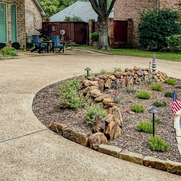 Refined Curb Appeal: Bubbling Basalt Fountain & Flagstone Entry | Plano, TX