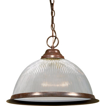 Nuvo 1-Light 15" Pendant Light W/ Clear Prismatic Dome In Old Bronze Finish
