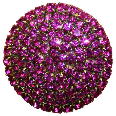 Fuschia Brilliant Knob, 1.75", Gold Glam