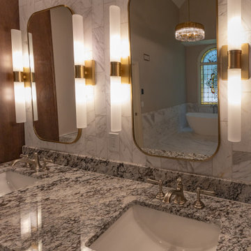 Leawood, Kansas Marble Wrapped Primary Bathroom Remodel