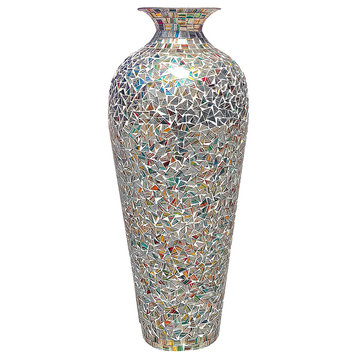 DecorShore Bohemian Rhapsody Multicolor Vase Rainbow Glass Mosaic Vase