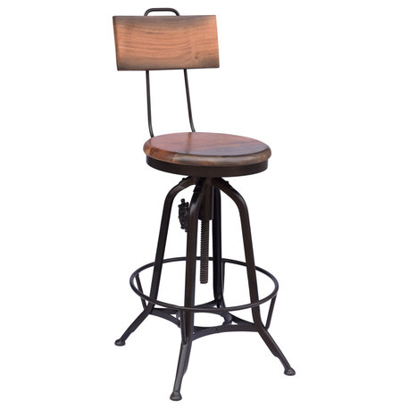 Christal Modern Industrial Acacia Wood Bar Stool