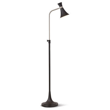 HOMEGLAM Bonnie One Light Adjustable 70"H Metal Floor Lamp, Black/Nickel