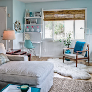 75+ Maritime Wohnzimmer mit blauer Wandfarbe Ideen, Design & Bilder