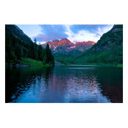 Douglas Page Photographic Arts - Maroon Bells, Canvas Giclee, 18"x12" - Prints And Posters