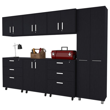 FM FURNITURE Abilene 7-Piece Garage Set, Black