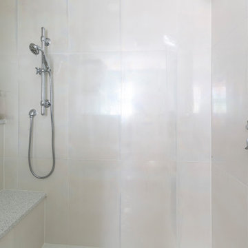 Opalescent Shower with Shower Bench & Shelf