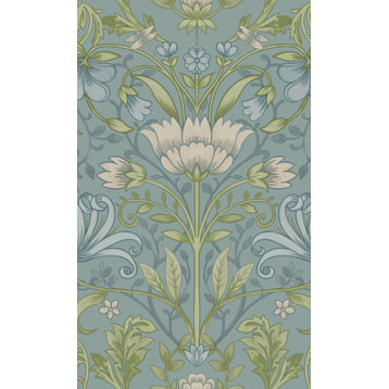 Trailing Vines Floral Wallpaper, Soft Blue, Sample