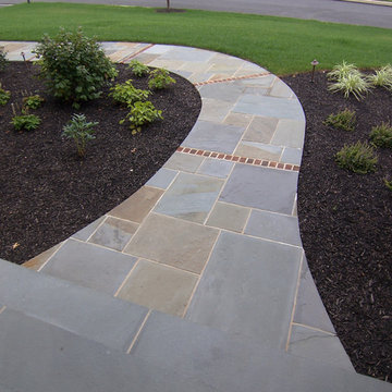 Pennsyvania Bluestone Walk with Brick Banding, Chester Springs, PA