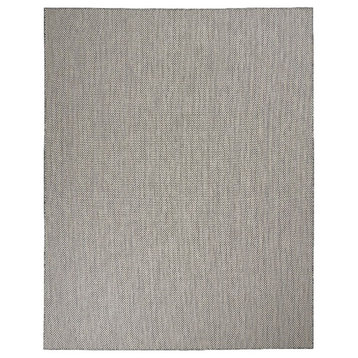 Nourison Courtyard 10' x 14' Ivory Charcoal Fabric Modern Area Rug (10' x 14')