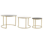 Virgil Stanis Design - Hardy Nesting Tables Multicolor - A multi-use and multi format study in glam and deco, the Franco nesting coffee tables are made with marble tops with painted steel bases. They look great in any space, residential or commercial or hospitality.