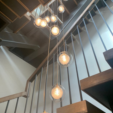 Modern interior-design-dining-room, contemporary-design-staircase-chandelier