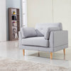 Mid Century Modern Ultra Plush Linen Fabric Accent Chair, Light Gray