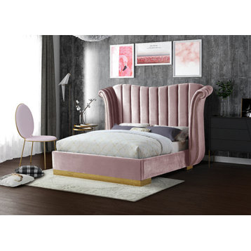 Flora Velvet Bed, Pink, Queen