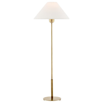 Hackney Buffet Lamp in Hand-Rubbed Antique Brass with Linen Shade