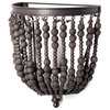 Liam Black Metal Frame With Wooden Beads Wall Candle Holder