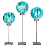 Knox & Harrison - Decorative Glass Spheres Stand Lake Como Finish, 3 Piece Set - Add interest and dimension to your workspace, home or where you and others can see the beauty of these glass spheres. Decorative accessories add so much depth to a room or space. Add to an entryway, a living room, bedroom, office or bathroom, the possibilities are endless! Knox & Harrison has an ever-changing selection of home decor, artfully mixing traditional and modern designs to accommodate all styles of living. Set of 3 Decorative Glass Spheres Stand Lake Como Finish. For decroative purposes only. Made from recycled glass. Dimensions vary; sphere 5x5x12 sphere 5x5x10 sphere 5x5x8