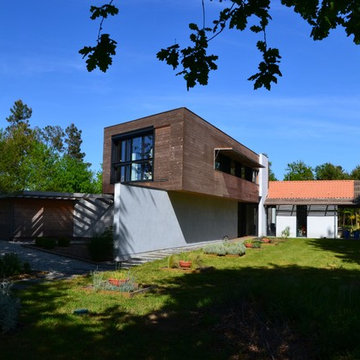 Bois et béton gris