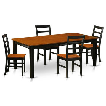East West Furniture Quincy 5-piece Wood Kitchen Table Set in Black/Cherry