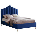 Meridian Furniture - Lily Velvet Bed, Navy, Full - Elegant and eye-catching, the stunning navy velvet Lily Full Bed from Meridian Furniture is the perfect addition to any space.