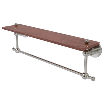 Astor Place 22" Solid Wood Shelf with Towel Bar, Satin Nickel