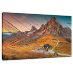 Pi Photography Wall Art and Fine Art - Faux Wood Majestic Sunset and Alpine Mountain Pass Canvas Prints, 16" X 20" - Faux Wood Majestic Sunset and Alpine Mountain Pass - Rural / Country Style / Rustic / Landscape / Nature Photograph Canvas Wall Art Print - Artwork - Wall Decor
