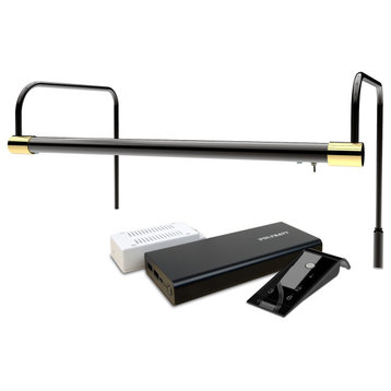 16" Slim Line Frame Light, Black/Brass With Rechargeable Battery