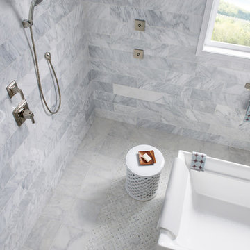Carrara White 4x12 + Carrara White 12x12 + Carrara White Basketweave