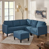 GDF Studio Bridger Fabric Sectional Couch With Ottoman, Deep Blue