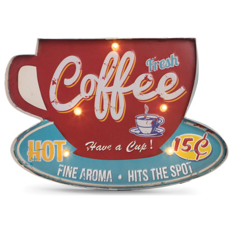 "Coffee" Metal Sign, Led Lighted, Wall Mountable