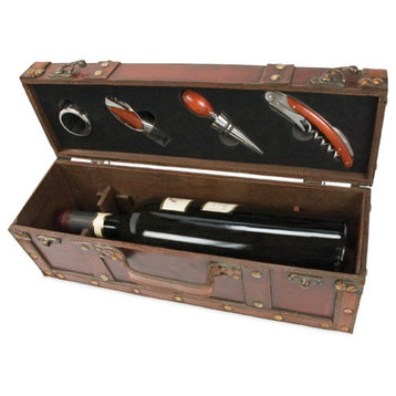 Treasure Chest Wine Box with 4 Piece Wine Set