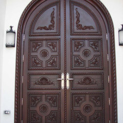 Mahogany Arched Impact Doors - Front Doors
