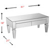 Contemporary Coffee Table, Elegant Beveled Mirror Design With 2 Drawers, Silver