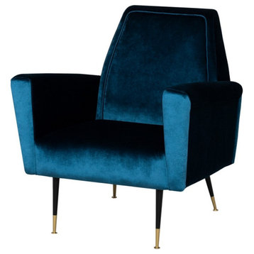 Ramsay Occasional Chair midnight blue velour seat matte black