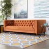 Clodine Mid Century Modern Style Tufted Sofa Couch for Living Room in Orange