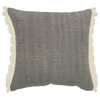 Charcoal Gray Solid Fringed Throw Pillow, 20" X 20"