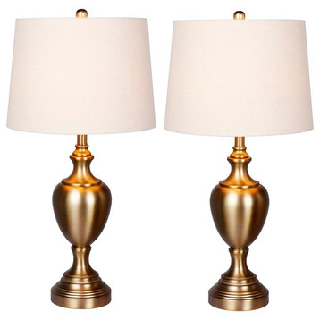 Urn Metal Table Lamps, Plated Antique Gold, 30"