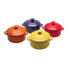 Multi Colored Mini Casserole Pots, Set of 4, 8-ounce Stoneware Dishes