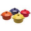 Multi Colored Mini Casserole Pots - Set of 4 - 8-ounce Stoneware Dishes