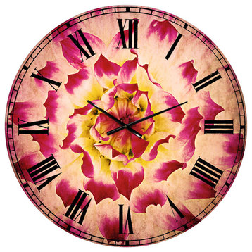 Smooth White Rose Flower Petals Floral Large Metal Wall Clock, 36x36