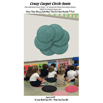 KIDS crAzy cArpET Circle Seats 18" Floor Mat-Cushion Soft Warm, 12 Fun Colors, S
