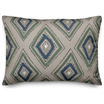 Green Blue Diamond Pattern 14x20 Indoor/Outdoor Pillow