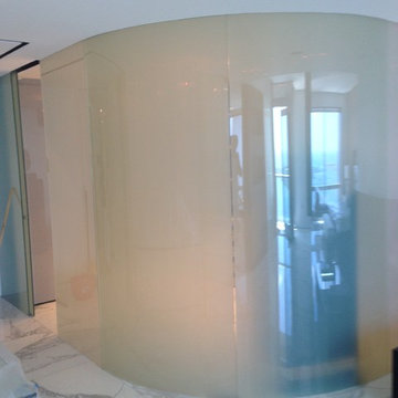 Curved Glass Closet Wall (smart glass opaque)