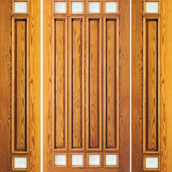 Pre-hung Mahogany 8 Lite Entry Two Side lights Door - Front Doors