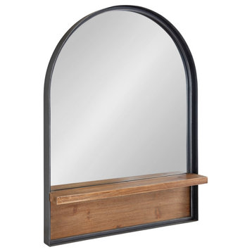 Owing Framed Arch Mirror with Shelf, Black 24x32